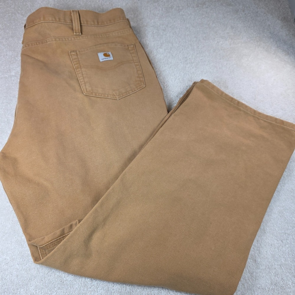 Carhartt Pants Mens 46x30 Brown Duck Canvas Relaxed Fit 5-Pocket Workwear Logo